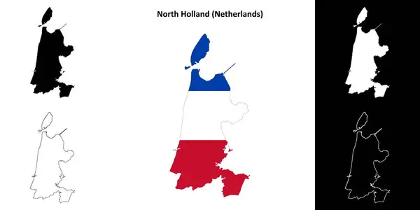 Mapa Obrysu Provincie Severní Holandsko — Stockový vektor