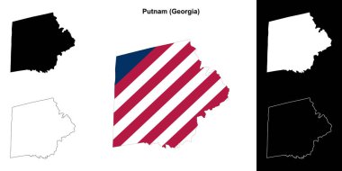 Putnam county (Georgia) outline map set clipart