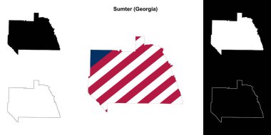 Sumter county (Georgia) outline map set clipart