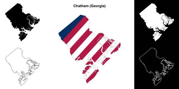 stock vector Chatham county (Georgia) outline map set