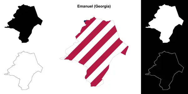 Emanuel County Georgia Obrysová Mapa Nastavena — Stockový vektor