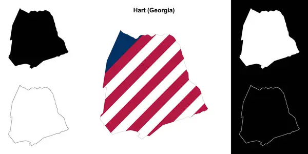Hart County Georgia Obrysová Mapa Nastavena — Stockový vektor