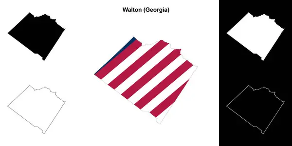 Walton County Georgia Obrysová Mapa Nastavena — Stockový vektor