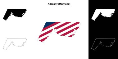 Allegany County (Maryland) outline map set clipart