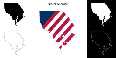 Harford County (Maryland) outline map set clipart