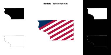 Buffalo County (South Dakota) outline map set clipart