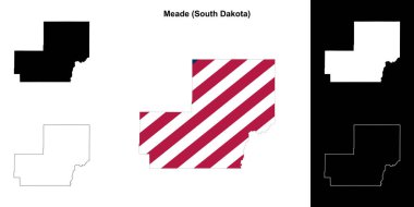 Meade County (South Dakota) outline map set clipart