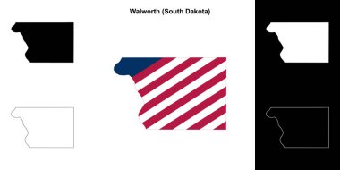 Walworth County (South Dakota) outline map set clipart