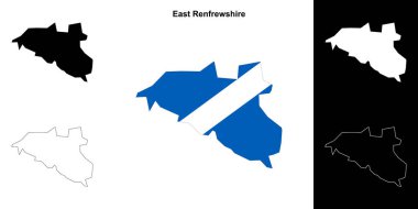 East Renfrewshire blank outline map set clipart