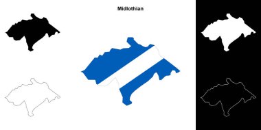 Midlothian blank outline map set clipart
