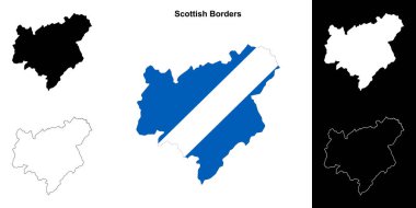 Scottish Borders blank outline map set clipart