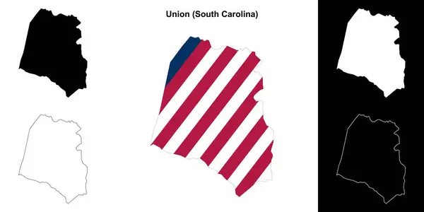 Union County South Carolina Sada Osnovních Map — Stockový vektor