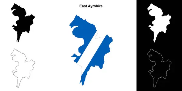 Sada Prázdných Map Osnovy East Ayrshire — Stockový vektor