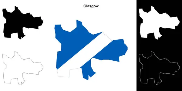 Glasgowská Prázdná Mapa Osnovy Nastavena — Stockový vektor