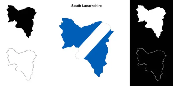 Jižní Lanarkshire Prázdné Obrysové Mapy Nastaveny — Stockový vektor