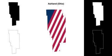 Ashland County (Ohio) outline map set clipart