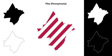 Pike County (Pennsylvania) outline map set clipart