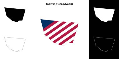 Sullivan County (Pennsylvania) outline map set clipart