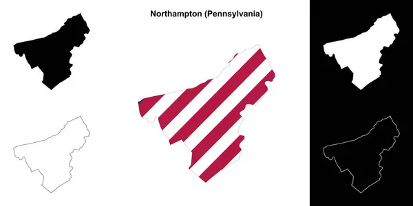 Northampton County Pennsylvania Obrysová Mapa Nastavena — Stockový vektor