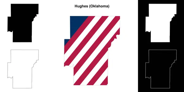 stock vector Hughes County (Oklahoma) outline map set