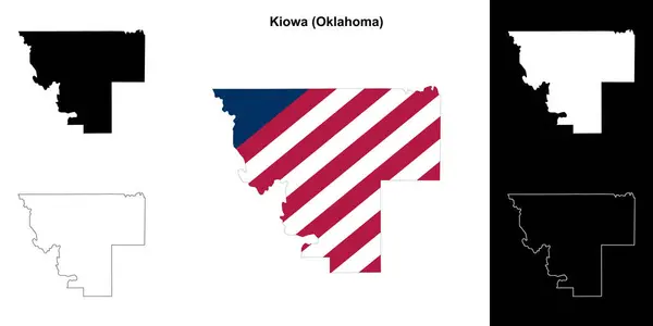 Kiowa County Oklahoma Obrys Mapa Nastavena — Stockový vektor