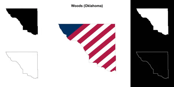 Woods County Oklahoma Sada Osnovních Map — Stockový vektor