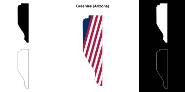 Greenlee County (Arizona) outline map set clipart