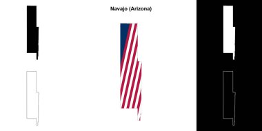 Navajo County (Arizona) outline map set clipart