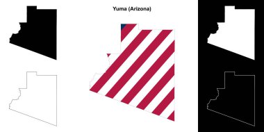 Yuma County (Arizona) outline map set clipart