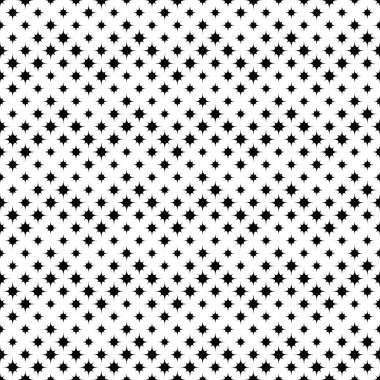 Geometrik siyah ve beyaz dikişsiz yıldız desen arka planı - soyut tek renkli vektör illüstrasyon