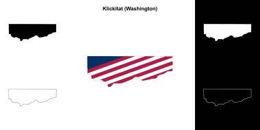 Klickitat County (Washington) outline map set clipart