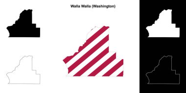 Walla Walla County (Washington) outline map set clipart