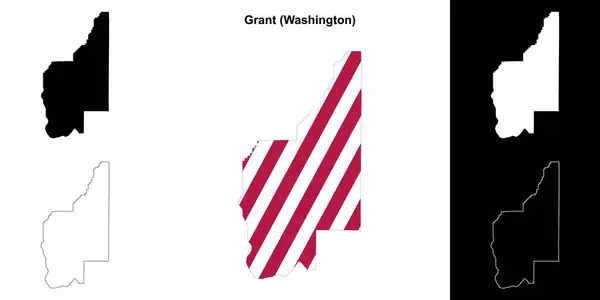 Grant County Washington Sada Osnovních Map — Stockový vektor