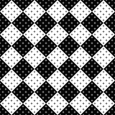 Kusursuz siyah ve beyaz yıldız desenli arkaplan - soyut geometrik vektör grafik tasarımı