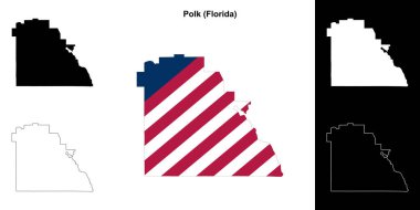 Polk County (Florida) outline map set clipart