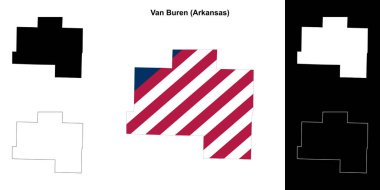 Van Buren County (Arkansas) outline map set clipart
