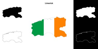 Limerick county outline map set clipart