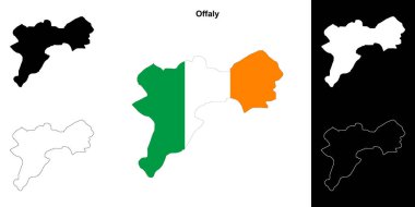 Offaly county outline map set clipart