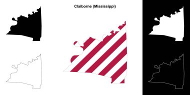Claiborne County (Mississippi) outline map set clipart