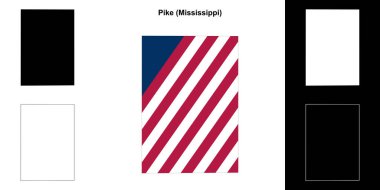 Pike County (Mississippi) outline map set clipart