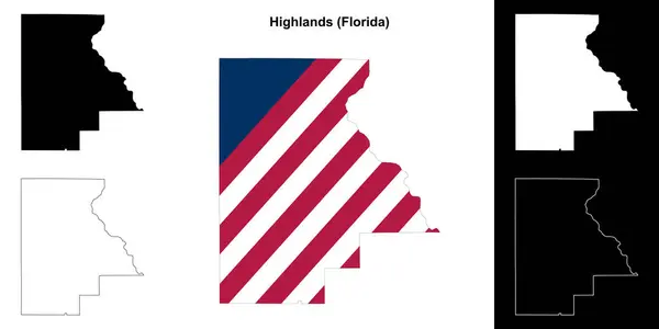 stock vector Highlands County (Florida) outline map set