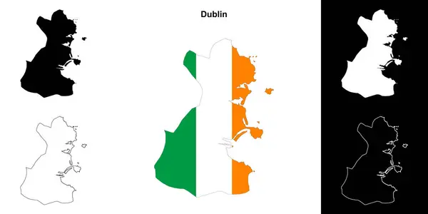 Dublin County Obrysová Mapa Nastavena — Stockový vektor