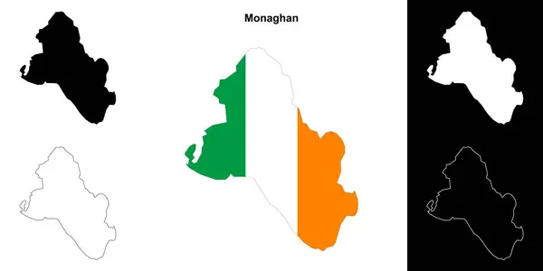 Monaghan County Obrysová Mapa Nastavena — Stockový vektor