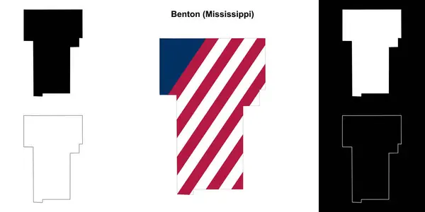 stock vector Benton County (Mississippi) outline map set
