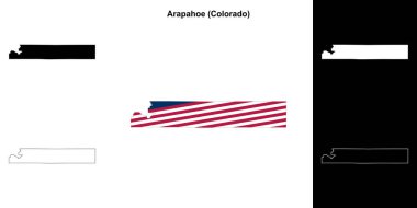 Arapahoe County (Colorado) outline map set clipart