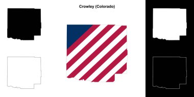 Crowley County (Colorado) outline map set clipart