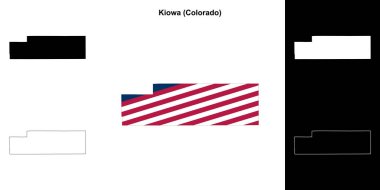 Kiowa County (Colorado) outline map set clipart