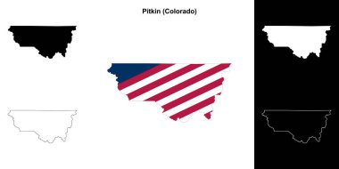 Pitkin County (Colorado) outline map set clipart