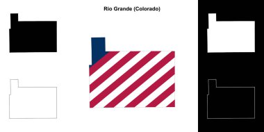 Rio Grande County (Colorado) outline map set clipart