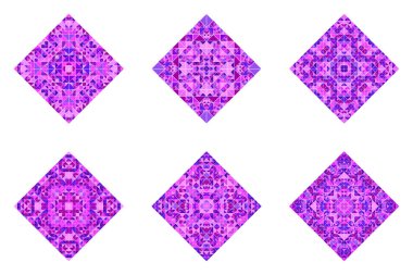 Süslü mozaik kare çokgen kümesi - üçgenlerden geometrik çokgen geometrik kare vektör elemanı